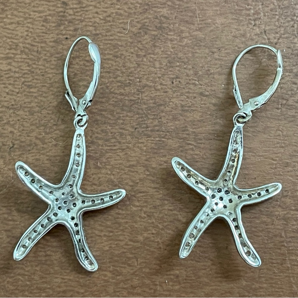 Sterling Silver 925 and crystal starfish pendant and drop earrings- boutique - Picture 14 of 16